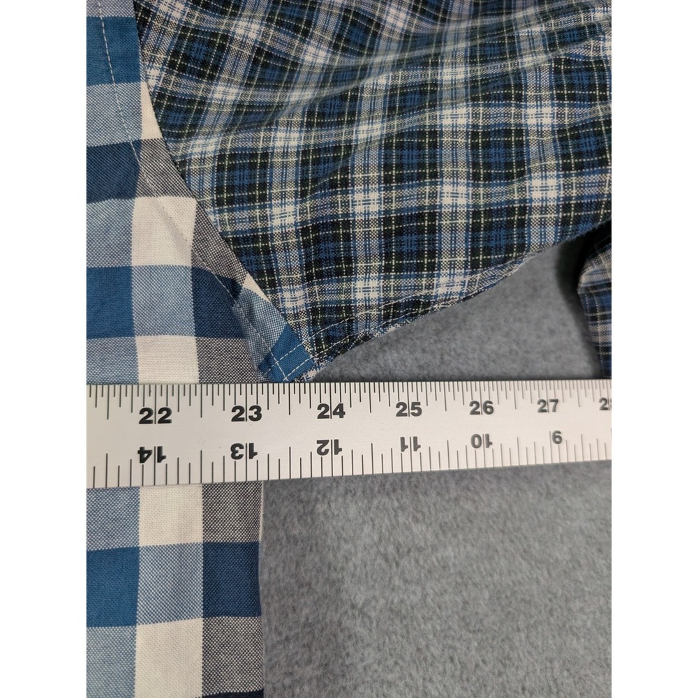 Tommy Hilfiger Mens Large Patchwork Plaid Shirt VTG Y2K Blue Button Down Cottage - Picture 6 of 10